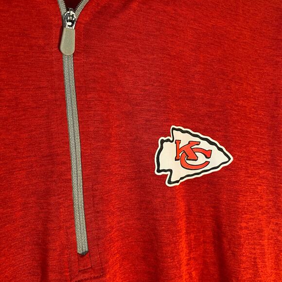 NFL Team Apparel Men's size Medium Kansas City Chiefs Red Quarter Zip Pullover - Picture 2 of 7